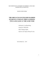 The obstacles of english majored students at huflit when learning two languages at the same time graduation paper, major pedagogy english