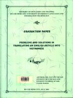 Problems and solutions in translating an english article into vietnamese
