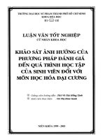 Khảo sát ảnh hưởng của phương pháp đánh giá đến quá trình học tập của sinh viên đối với môn học hóa đại cương
