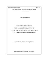 Kiến thức , thực hành phân loại chất thải rắn y tế và các yếu tố liên quan của nhân viên y tế tại bệnh viện quận 4 năm 2021