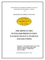 The difficulties in english presentation faced by huflits students and succestions graduation paper, major business english