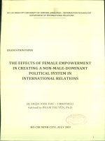 The effects of female empowerment in creating a non male dominant political system in international relations graduation paper