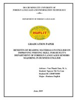Benefits of reading materials in english on improving writing skill for huflits department of foreign languages seniors majoring in business english graduation paper, major business english