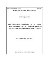 Khảo sát sự hài lòng về việc cấp phát thuốc cho bệnh nhân ngoại trú có bảo hiểm y tế tại trung tâm y tế huyện phước long năm 2022