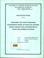 Comparing the human resource management model of hung dat leather shoes company with another one of trang bom rubber platation