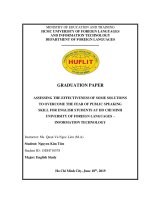Huflit students opinions of some suggested solutions for overcoming their public speaking anxiety graduation paper, major english study