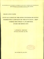 An evaluation of the effectiveness of event maeketing campaign of beauty days  2018 under the publics awreness in ho chi minh city graduation paper