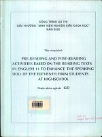 Pre reading and post reading activities based on the reading texts in english 11 to enhance the speaking skill of the eleventh form students at highschool