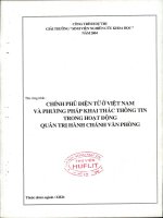 Chính phủ điện tử ở việt nam và phương pháp khai thác thông tin trong hoạt động quản trị hành chánh văn phòng
