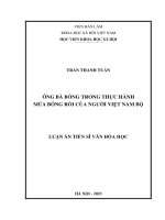 Luận án tiến sĩ ông bà bóng trong thực hành múa bóng rỗi của người việt nam bộ