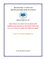 Luận văn thạc sĩ phân tích các nhân tố tác động đến chính sách chi trả cổ tức bằng tiền mặt của các công ty niêm yết trên sàn hose , luận văn thạc sĩ