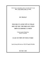 Luận Án Tiến Sĩ Thái Độ Của Sinh Viên Sư Phạm Đối Với Việc Thể Hiện Bản Thân Trên Facebook Cá Nhân.pdf