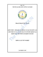 Kiến thức, thái dộ về phòng co giật do sốt cao đơn thuần của các bà mẹ có con đến khám tại bệnh viện nhi tỉnh nam định năm 2023