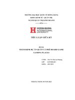 Tiểu luận giữa kỳ đề tài thẩm định dự án quán cà phê board game gaming places