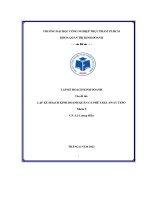 (Tiểu luận) đề tài lập kế hoạch kinh doanh quán cà phê take away tepo