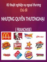 Tiểu Luận - Kỹ Thuật Nghiệp Vụ Ngoại Thương - Đề Tài  - Nhượng Quyền Thương Mại ( Franchise )
