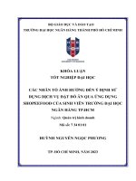 Các nhân tố ảnh hưởng đến ý định sử dụng dịch vụ đặt đồ ăn qua ứng dụng shopeefood của sinh viên trường đại học ngân hàng tp  hcm
