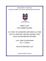 Các nhân tố ảnh hưởng đến động lực học tập của sinh viên trường đại học ngân hàng thành phố hồ chí minh