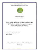 Trích ly các hợp chất có hoạt tính sinh học từ vỏ mảng cầu ta ( annona squamosa l ) và ứng dụng trong thực phẩm tt