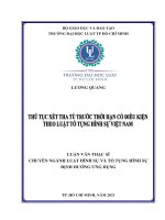 Thủ tục xét tha tù trước thời hạn có điều kiện theo luật tố tụng hình sự việt nam