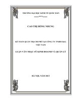 luận văn thạc sĩ kinh tế kế toán quản trị chi phí tại công ty trách nhiệm hữu hạn evàg việt nam