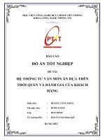 Hệ thống tư vấn món ăn dựa trên thói quen và đánh giá của khách hàng