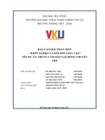 (Tiểu luận) báo cáo học phần môn khởi nghiệp và đổi mới sáng tạo tên dự án trung tâm đào tạo bóng chuyền trẻ