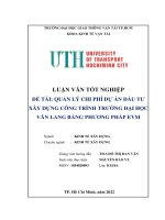 Luận văn tốt nghiệp kinh tế xây dựng  quản lý chi phí dự án đầu tư xây dựng công trình trường đại học văn lang bằng phương pháp evm