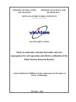 Nghiên cứu tính toán vật lý nơtron, thủy nhiệt và quản lý vùng hoạt để vận hành an toàn và sử dụng hiệu quả lò phản ứng hạt nhân Đà Lạt