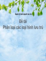 Tiểu Luận - Quản Trị Kinh Doanh Lưu Trú - Đề Tài -  Phân Loại Các Loại Hình Lưu Trú