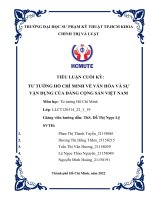 (Tiểu luận) tiểu luận cuối kỳ tư tưởng hồ chí minh về văn hóa và sự vận dụng của đảng cộng sản việt nam