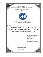 (Tiểu luận) đề tài tìm hiểu báo cáo tài chính tại công ty tnhh thương mại và dịch vụ thiết bị tin học đức anh