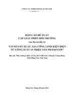 BÁO CÁO ĐỀ XUẤT CẤP GIẤY PHÉP MÔI TRƯỜNG của Dự án đầu tư “CƠ SỞ SẢN XUẤT, GIA CÔNG LINH KIỆN ĐIỆN TỬ CÔNG SUẤT 15 TRIỆU SẢN PHẨMNĂM”
