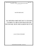 Đặc điểm phát triển thể chất và tâm thần   vận động của trẻ có chẩn đoán dãn não thất đơn độc trước sinh tại bệnh viện từ dũ