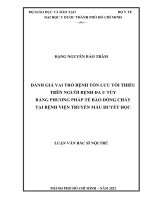 Đánh giá vai trò bệnh tồn lưu tối thiểu trên bệnh nhân đa u tủy bằng phương pháp tế bào dòng chảy tại bệnh viện truyền máu huyết học