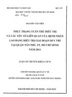 Thực trạng tuân thủ điều trị và các yếu tố liên quan của bệnh nhân lao đang điều trị giai đoạn duy trì tại quận tân phú, thành phố hồ chí minh năm 2014