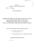 nghiên cứu mối quan hệ giữa năng lực tâm lý, chất lượng sống trong công việc với hiệu quả công việc của dược sĩ tại các cơ sở dược trên địa bàn tỉnh an giang