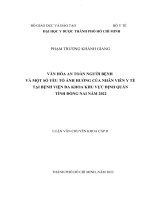 Văn hóa an toàn người bệnh và một số yếu tố ảnh hưởng của nhân viên y tế tại bệnh viện đa khoa khu vực định quán tỉnh đồng nai năm 2022