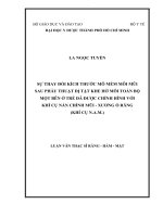 Sự thay đổi kích thước mô mềm môi mũi sau phẫu thuật dị tật khe hở môi toàn bộ một bên ở trẻ đã được chỉnh hình với khí cụ nắn chỉnh mũi   xương ổ răng ( khí cụ n a m  )