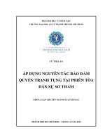 Áp dụng nguyên tắc bảo đảm quyền tranh tụng tại phiên tòa dân sự sơ thẩm