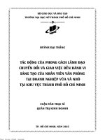 Tác động của phong cách lãnh đạo chuyển đổi và giao việc đến hành vi sáng tạo của nhân viên văn phòng tại doanh nghiệp vừa và nhỏ tại khu vực thành phố hồ chí minh
