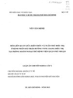mối liên quan giữa kiến thức và tuân thủ điều trị ở bệnh nhân đái tháo đường type 2 đang điều trị tại phòng khám ngoại trú bệnh viện quận phú nhuận