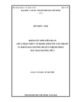 Khảo sát mối liên quan giữa nhận thức về bệnh, niềm tin vào thuốc và kiểm soát đường huyết ở bệnh nhân đái tháo đường típ 2