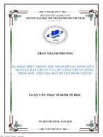 Sự khác biệt trong thu nhập hộ gia đình giữa hộ ở xã đạt chuẩn và chưa đạt chuẩn nông thôn mới  trên địa bàn huyện bình chánh