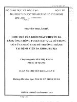 hiệu quả của khởi phát chuyển da bằng ống thông foley đặt thông qua lỗ trong cổ tử cung ở thai đủ trưởng thành tại bệnh viện đa khoa bà rịa