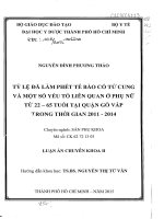 Tỷ lệ đã làm phết tế bào cổ tử cung và một số yếu tố liên quan ở phụ nữ từ 22   65 tuổi tại quận gò vấp trong thời gian 2011   2014