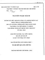 Đánh gía mức độ hài lòng của bệnh nhân sau phẫu thuật chỉnh hình mũi do gãy xương chính mũi theo bàng roe tại khoa tai mũi họng và khoa tạo hình thẩm mỹ tại bệnh viện chợ rẫy từ 2014   2015