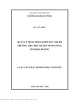 Quản lí hoạt động kiểm tra nội bộ trường tiểu học huyện ninh giang, tỉnh hải dương