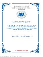 Các yếu tố ảnh hưởng đến mức xếp hạng tín nhiệm của ngân hàng thương mại   nghiên cứu tại các nền kinh tế phát triển và các nền kinh tế mới nổi
