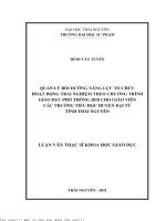 Quản lý bồi dưỡng năng lực tổ chức hoạt động trải nghiệm theo chương trình giáo dục phổ thông 2018 cho giáo viên các trường tiểu học huyện đại từ tỉnh thái nguyên